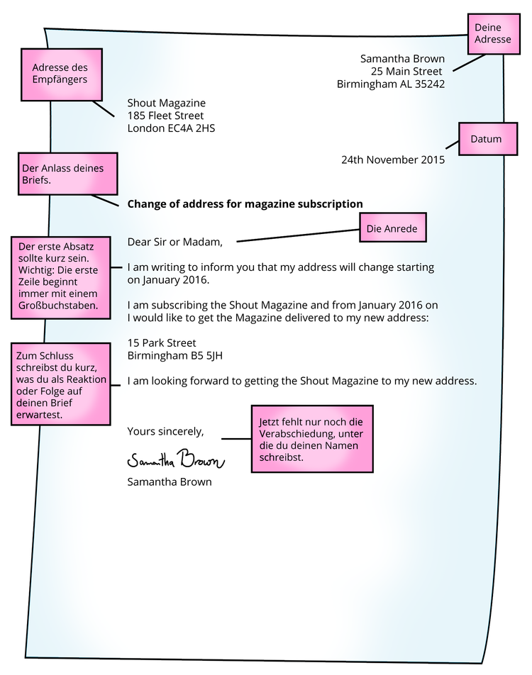 Klassenarbeit persönlicher brief