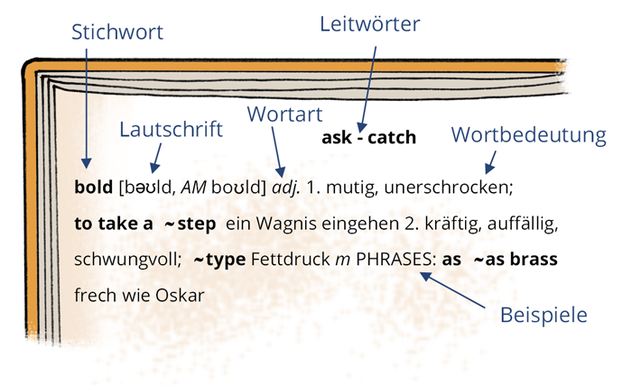 Ein zweisprachiges Wörterbuch nutzen